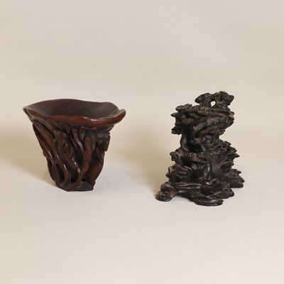 Lot 96 - A Chinese rhinoceros horn libation cup