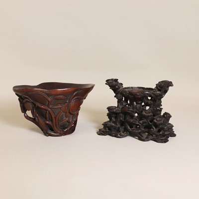 Lot 96 - A Chinese rhinoceros horn libation cup