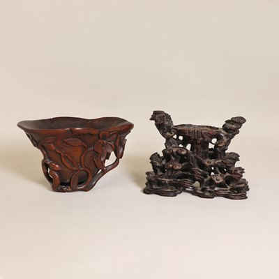 Lot 96 - A Chinese rhinoceros horn libation cup