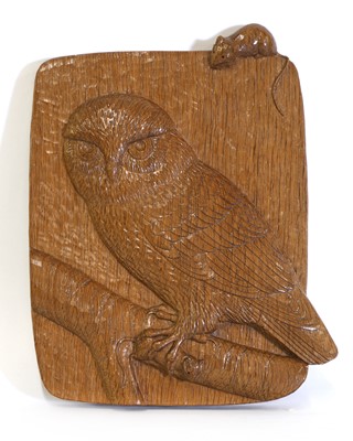 Lot 76 - A Robert 'Mouseman' Thompson adzed oak plaque