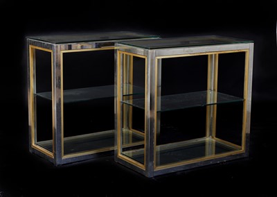 Lot 445 - A pair of Italian chrome and brass étagères