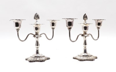 Lot 14 - A pair of Elizabeth II silver candelabra