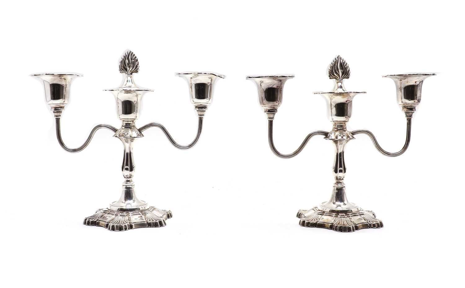Lot 14 - A pair of Elizabeth II silver candelabra