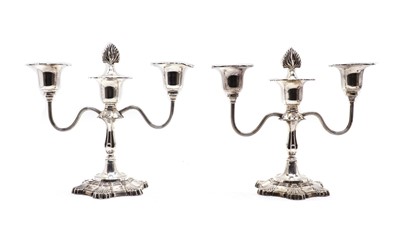 Lot 14 - A pair of Elizabeth II silver candelabra