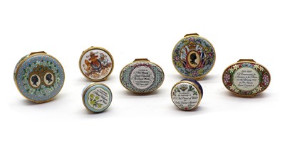 Lot 247 - A collection of seven enamel boxes