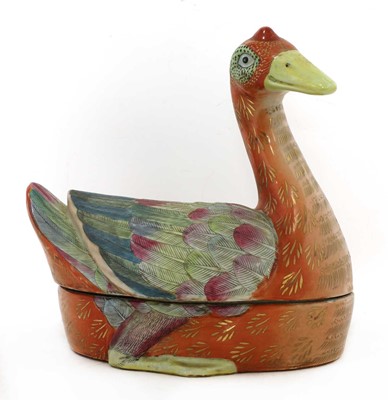 Lot 149 - A large Chinese porcelain tureen and cover in the form of a goose