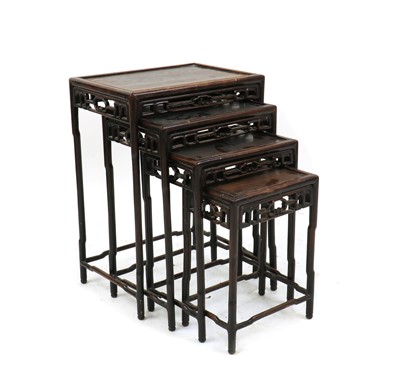 Lot 431 - A nest of four Chinese hardwood tables