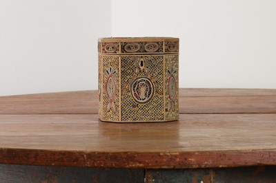 Lot 476 - A George III paper scroll tea caddy