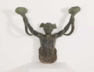 Lot 237 - A Napoleon III sculptural bronze exterior gas wall light
