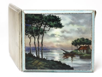 Lot 147 - An Art Deco silver and enamelled cigarette case