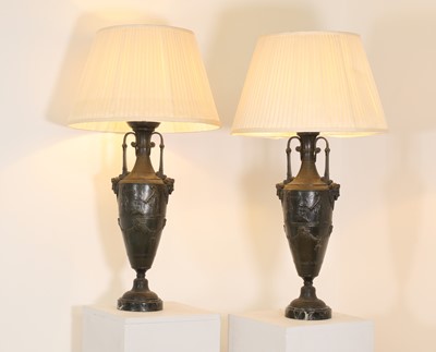 Lot 4 - A pair of spelter amphora vases