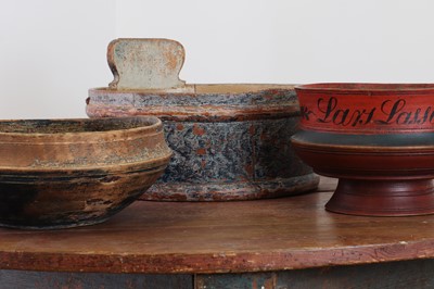 Lot 273 - A Norwegian turned and painted softwood pedestal bowl