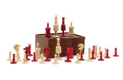 Lot 234 - A bone chess set
