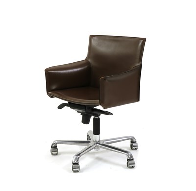Lot 352 - An Italian brown leather desk chair