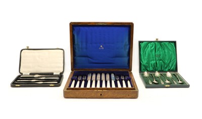 Lot 67 - A cased set of four silver lobster picks