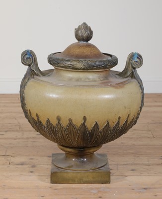 Lot 196 - A large fin de siècle stoneware vase and cover