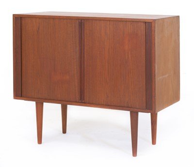 Lot 308 - A Danish teak tambour cabinet