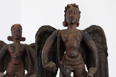 Lot 88 - A pair of carved wooden figures of angels
