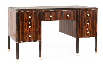 Lot 205 - An Art Deco Macassar and ivory-inlaid desk