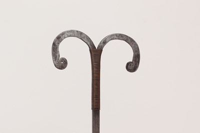 Lot 55 - An African steel tribal staff