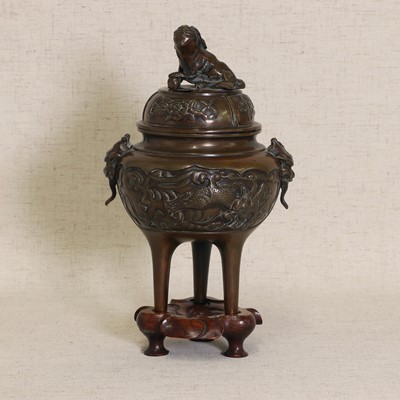 Lot 75A - A Japanese bronze koro and cover