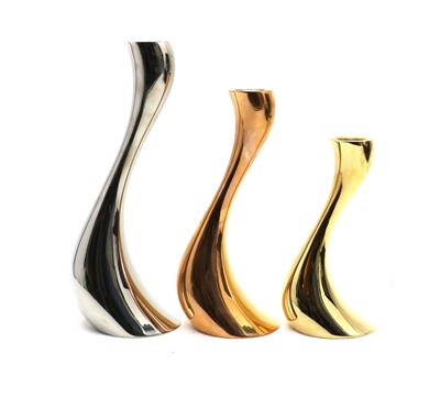 Lot 20A - A set of three contemporary George Jensen candlesticks