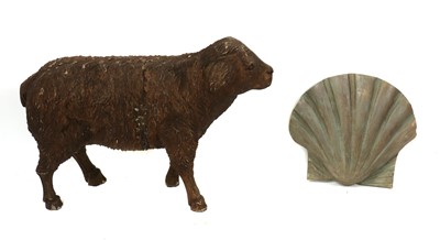 Lot 177 - A carved wood figure of a standing sheep