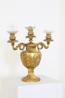 Lot 33 - A George III ormolu three-light candelabrum