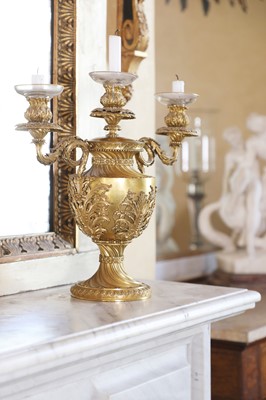Lot 33 - A George III ormolu three-light candelabrum