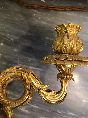 Lot 33 - A George III ormolu three-light candelabrum