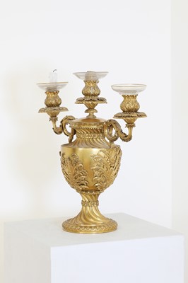 Lot 33 - A George III ormolu three-light candelabrum