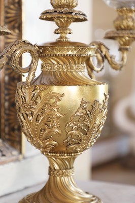 Lot 33 - A George III ormolu three-light candelabrum