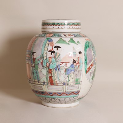 Lot 330 - A Chinese famille verte jar and cover