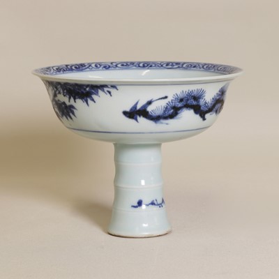 Lot 13 - A Chinese blue and white stem cup