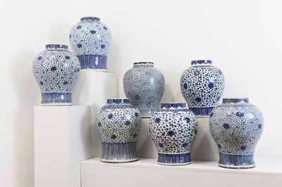 Lot 433 - Seven various Ming-style porcelain baluster vases