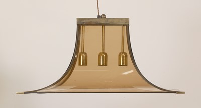 Lot 125 - A rectangular sepia glass ceiling light