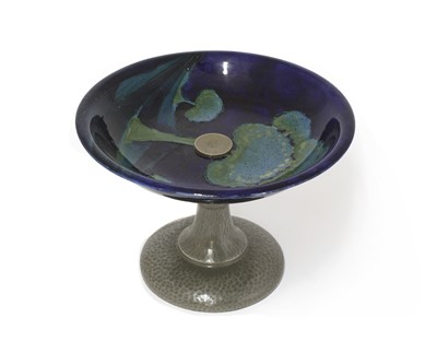 Lot 87 - A William Moorcroft pottery ‘Moonlit Blue’ pattern tazza