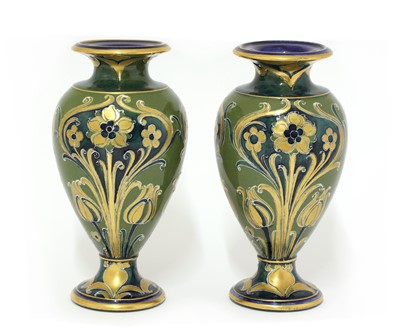 Lot 84 - A pair of James Macintyre & Co. pottery Florian Ware vases
