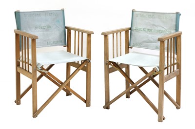 Lot 208 - A pair of folding teak director's chairs
