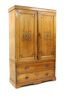 Lot 458 - A Victorian stencilled and painted pine linen press
