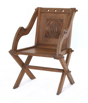 Lot 32 - An oak Glastonbury chair