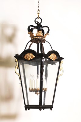 Lot 66 - A large and impressive painted iron hexagonal lantern