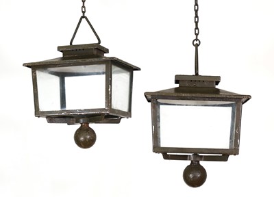 Lot 210 - A pair of iron exterior lanterns