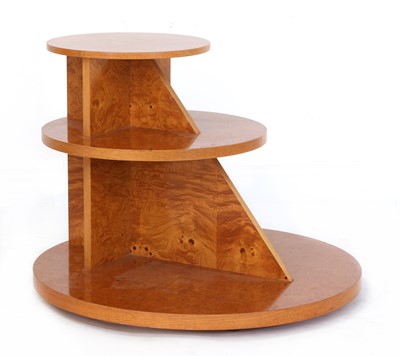 Lot 192 - A burr maple and ash three-tier table