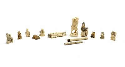 Lot 76 - A collection of ivory okimono