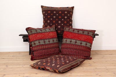 Lot 38 - Four large flatweave upholstered cushions