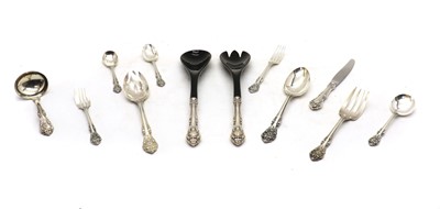 Lot 60A - An American silver  King Edward pattern canteen for ten settings