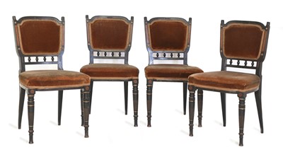 Lot 7 - A set of four Aesthetic ebonised chairs