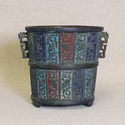 Lot 95 - A Chinese cloisonné planter