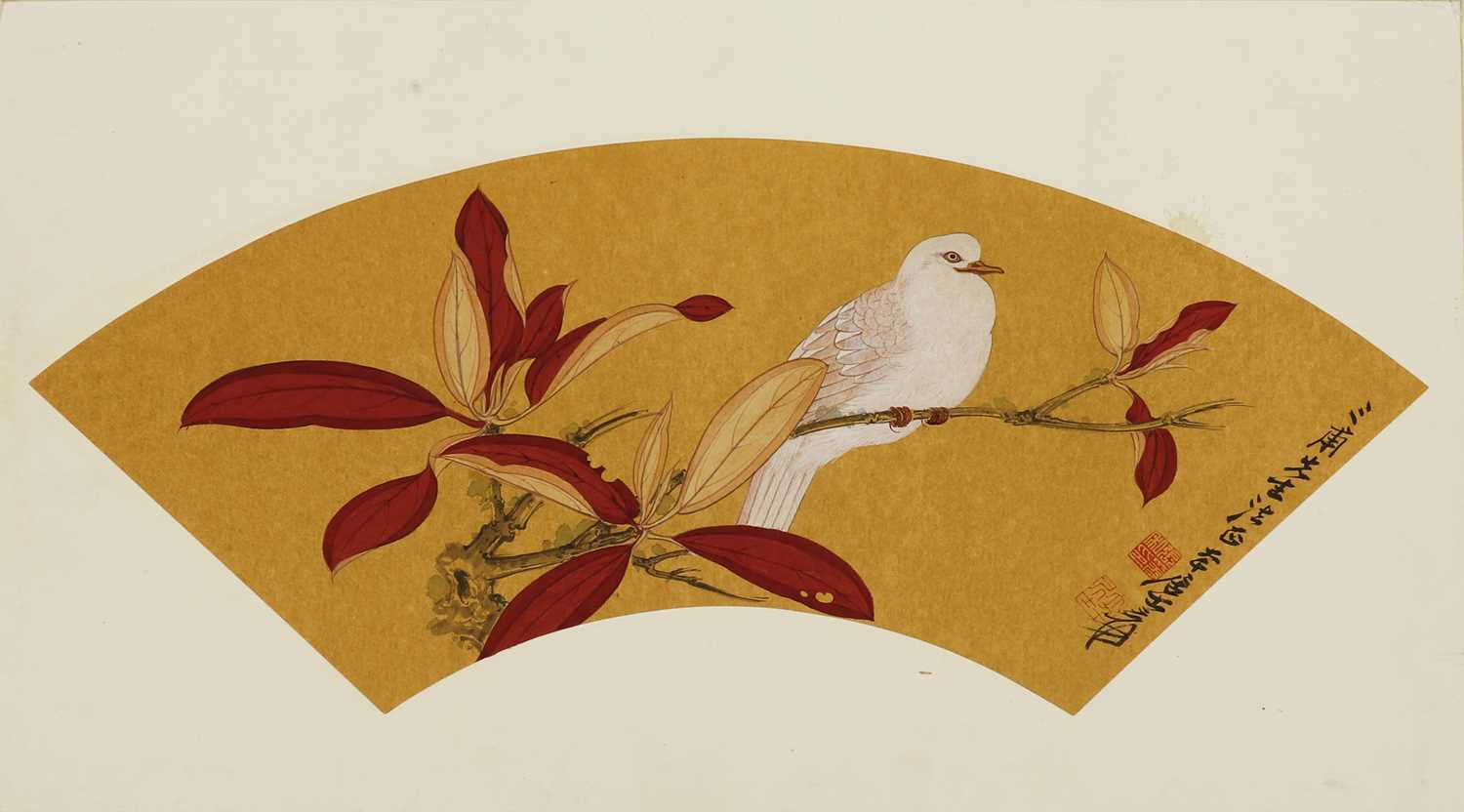 Lot 130 - A Chinese fan-shaped painting